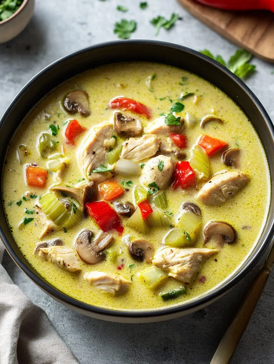 Hähnchen-Curry-Lauch-Suppe