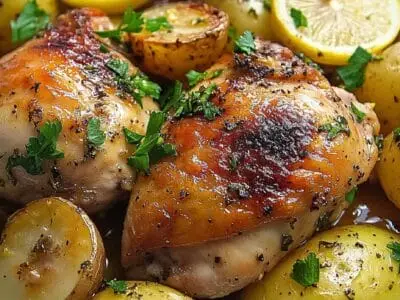 Hähnchenschenkel in Zitronen-Knoblauch-Sauce