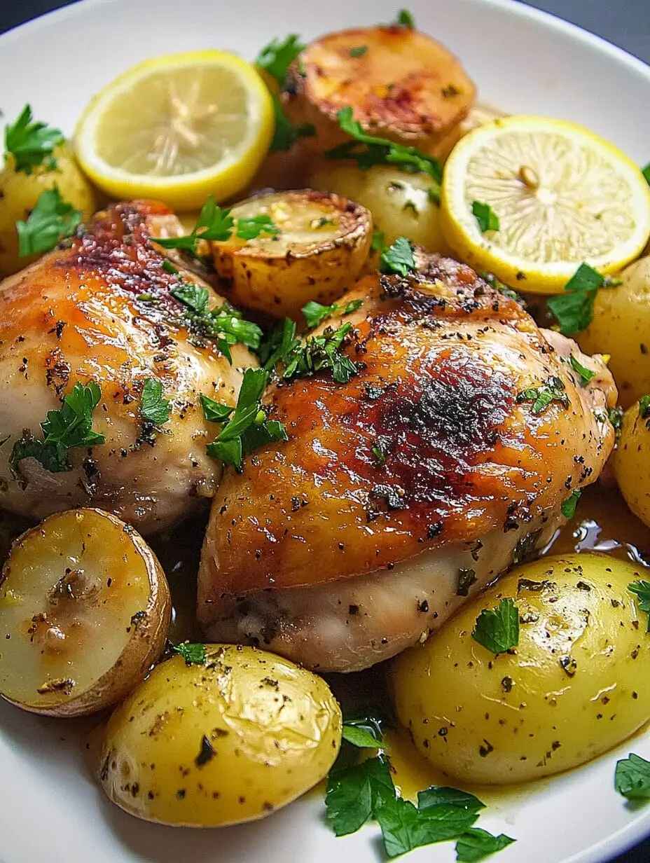 Hähnchenschenkel in Zitronen-Knoblauch-Sauce
