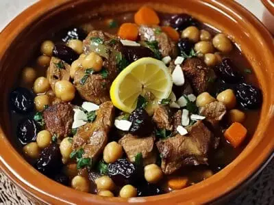 Hirsch-Tajine mit Kichererbsen und Backpflaumen