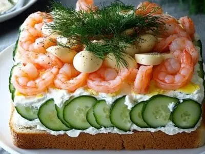 Schwedentorte mit Lachs und Shrimps