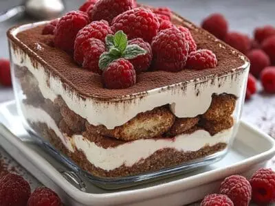 Tiramisu mit Spekulatius und Himbeeren