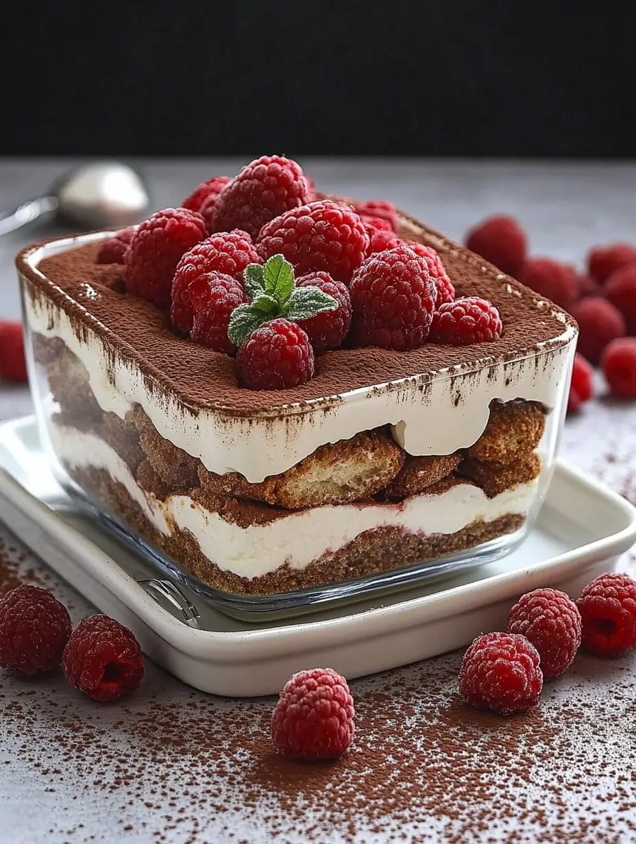 Tiramisu mit Spekulatius und Himbeeren